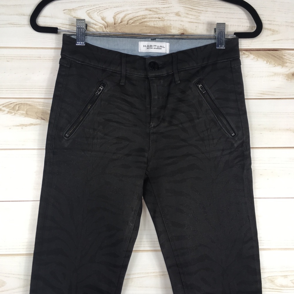 Habitual Tiger Print Wax Coated Skinny Zipper Pant